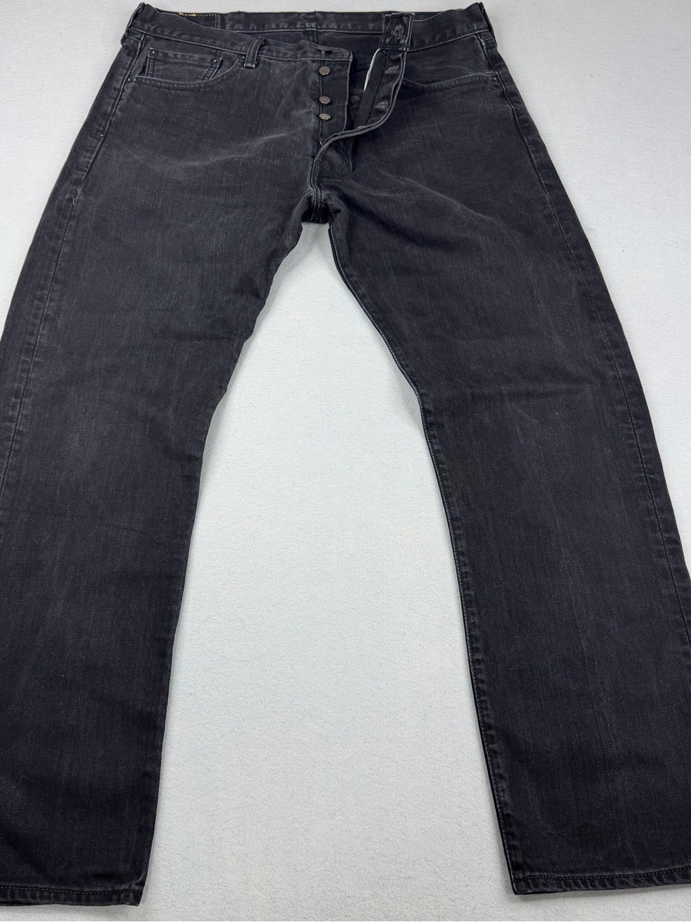 Levis 501 Jeans Mens 38x32 Black Faded Straight Leg Button Fly Made Mexico